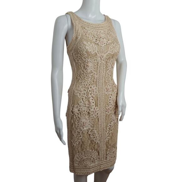 Sue Wong Nocturne Soutache Lace Cocktail Dress Size 2 Ivory Sheer Lined Wedding - Picture 6 of 14